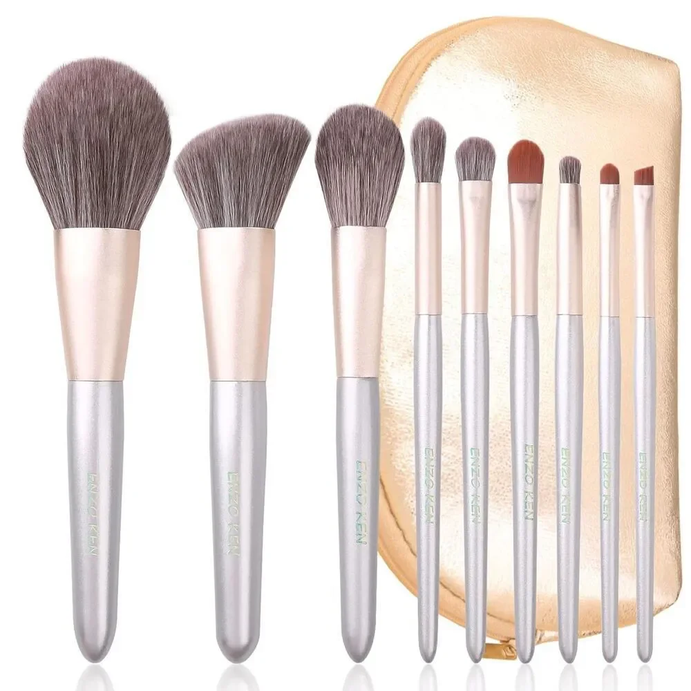 Luxury Enzo Ken 9pcs Professional Unique Cosmetic Makeup Brushes Set with Case